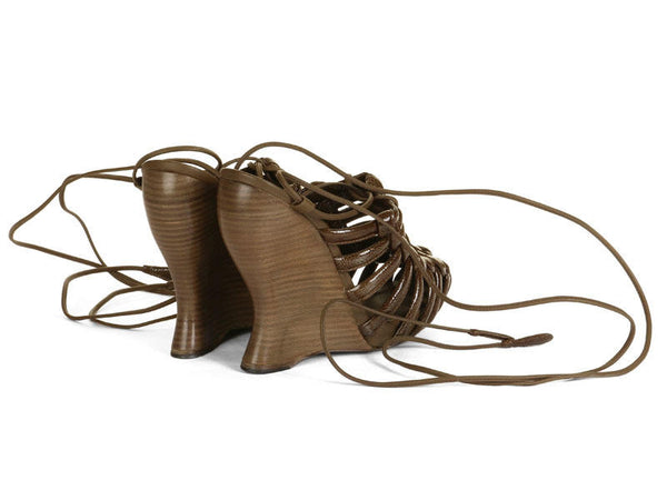 Bottega Veneta Spiral Ankle Strap 80mm Sandals - Brown