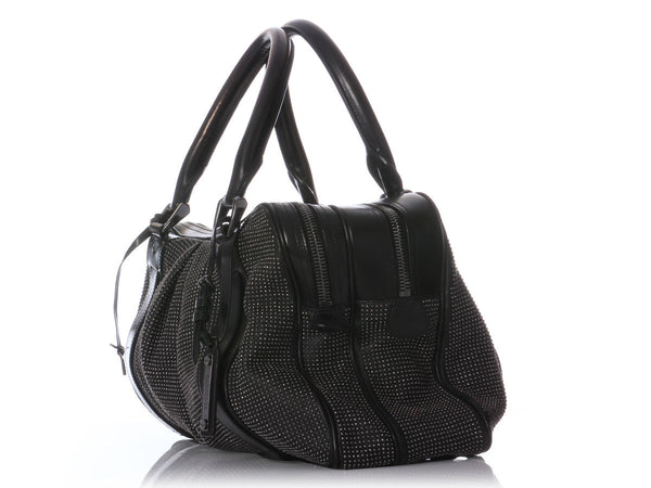 Burberry Prorsum Knight Studded Leather Satchel Handbag Black / Gunmetal