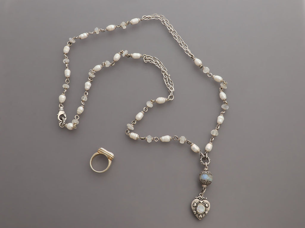 Alana Leigh Pearl and Labradorite Necklace and Ring Set