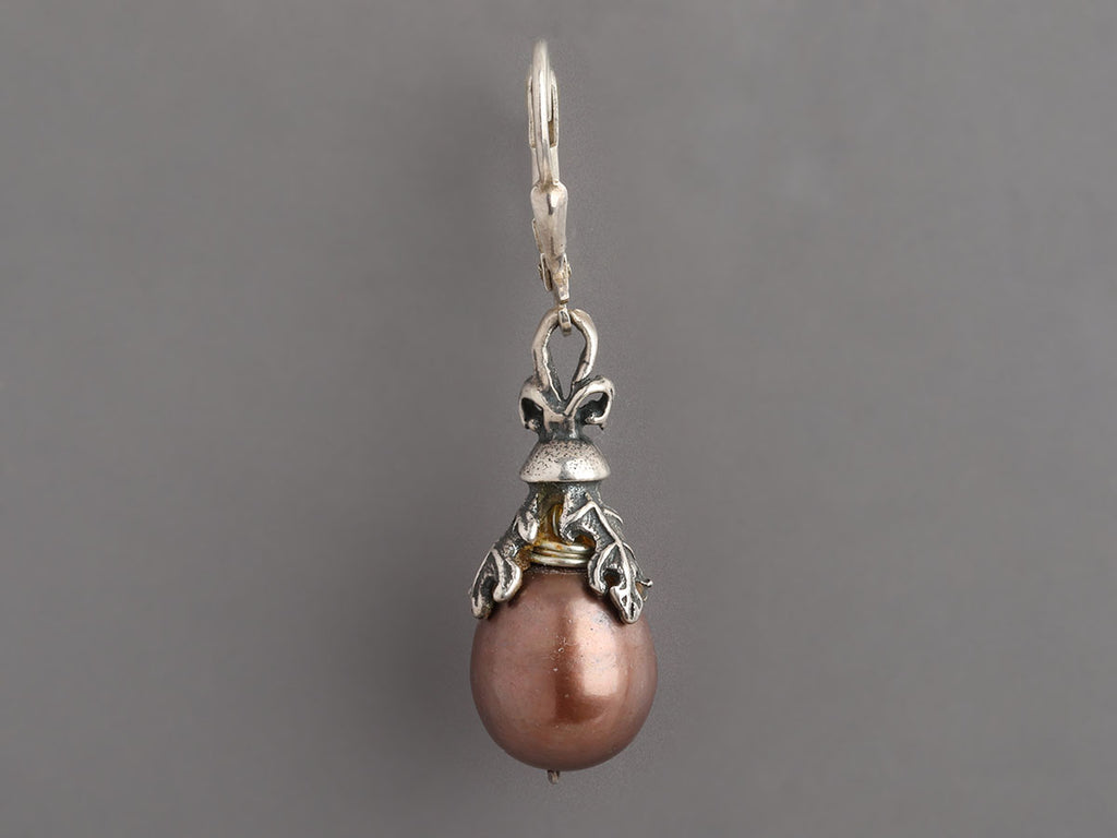 Alana Leigh Sterling Silver Green Chalcedony and Brown Pearl Necklace and Earrings Set