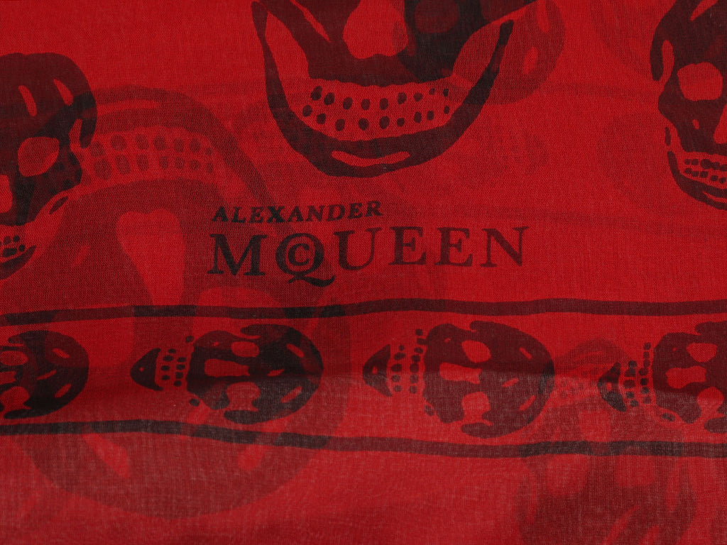 Alexander McQueen Red Skull Scarf