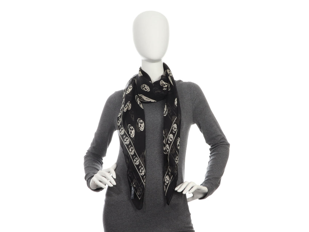 Alexander McQueen Black Skull Scarf