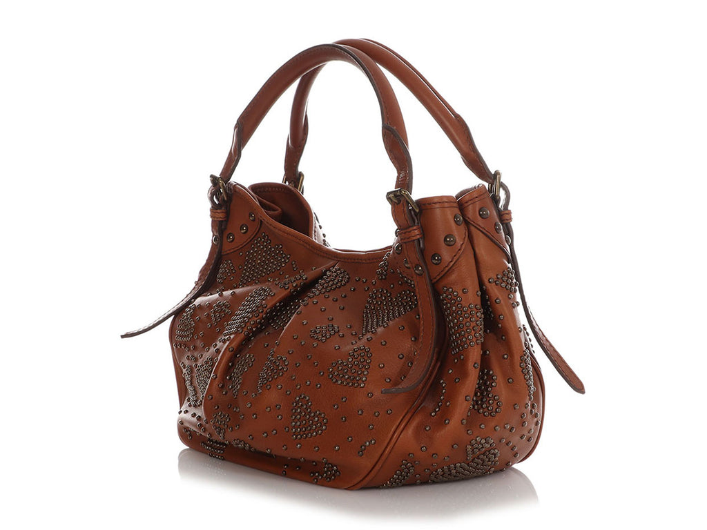 Burberry Brown Studded Heart Hobo