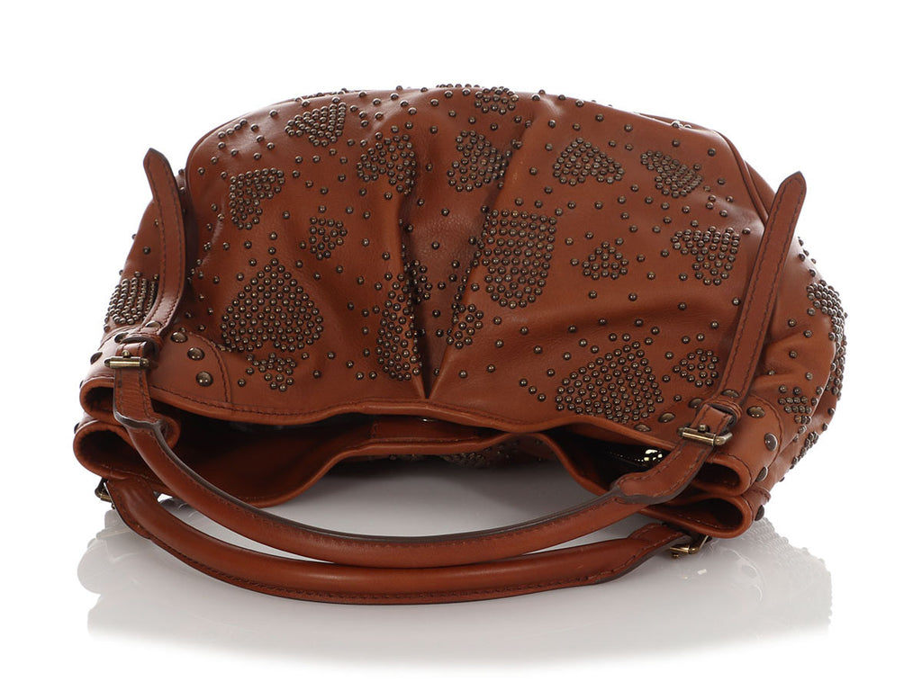 Burberry Brown Studded Heart Hobo