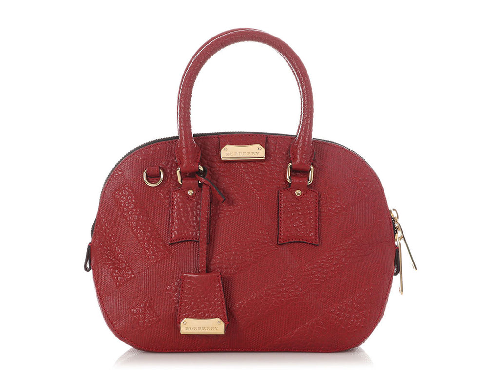 Burberry Red Grained Leather Orchid PM