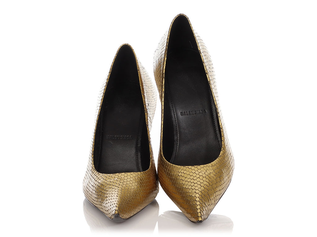 Balenciaga Python Effect Essex Pointy Toe Pumps - Ann's Fabulous Closeouts