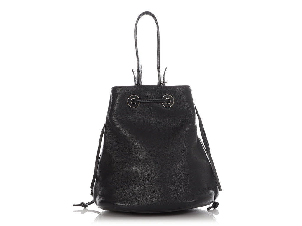 Balenciaga Black Papier Plate Side Zip Bucket Bag