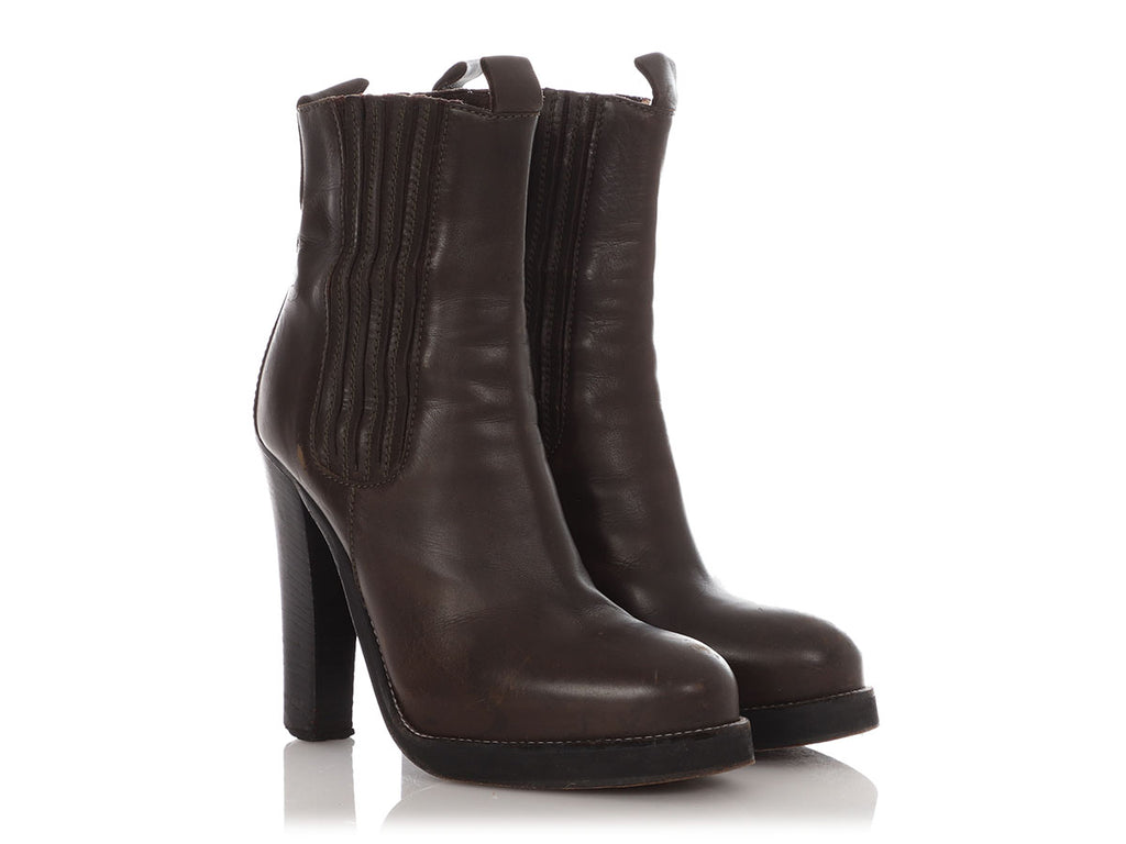 Balenciaga Brown Leather Ankle Boots