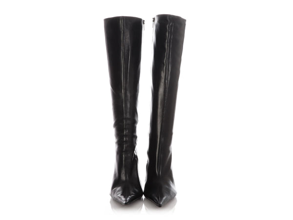 Balenciaga Black Leather Tall Boots