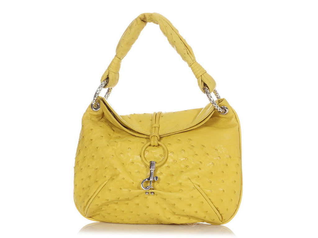 Bottega Veneta Yellow Ostrich Shoulder Bag