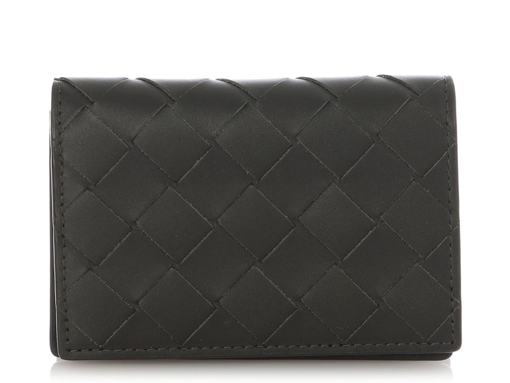 Bottega Veneta Black Intrecciato Business Card Case