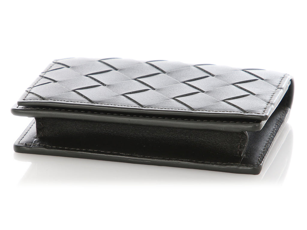 Bottega Veneta Black Intrecciato Business Card Case
