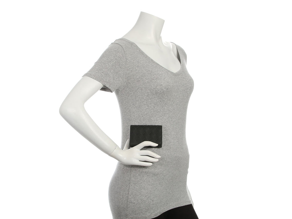 Bottega Veneta Black Intrecciato Business Card Case