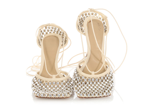 Bottega Veneta Sparkle Stretch Lace-Up Sandals