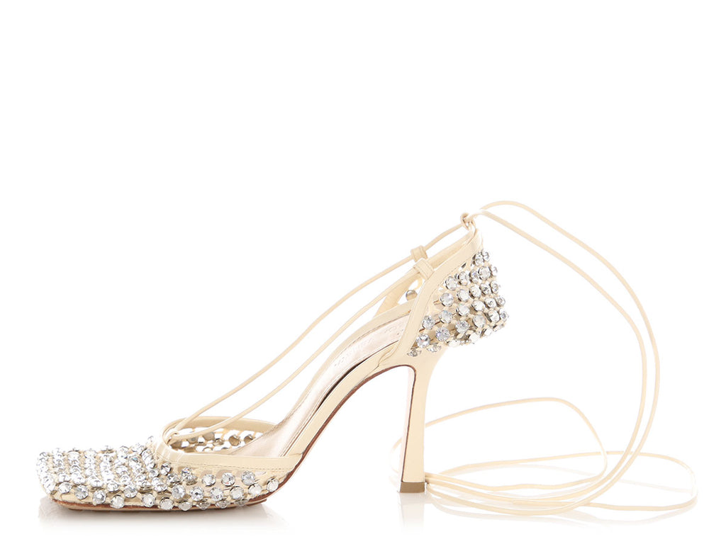 Bottega Veneta Sparkle Stretch Lace-Up Sandals