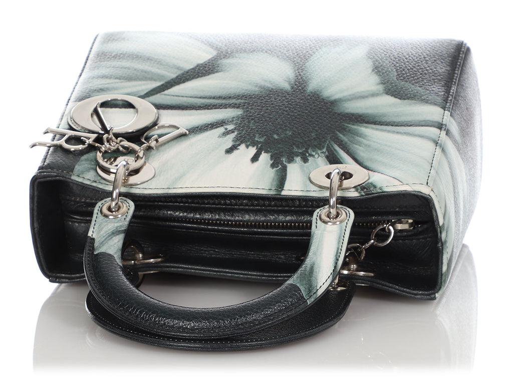 Dior Medium Dark Green Deerskin Floral Lady Dior