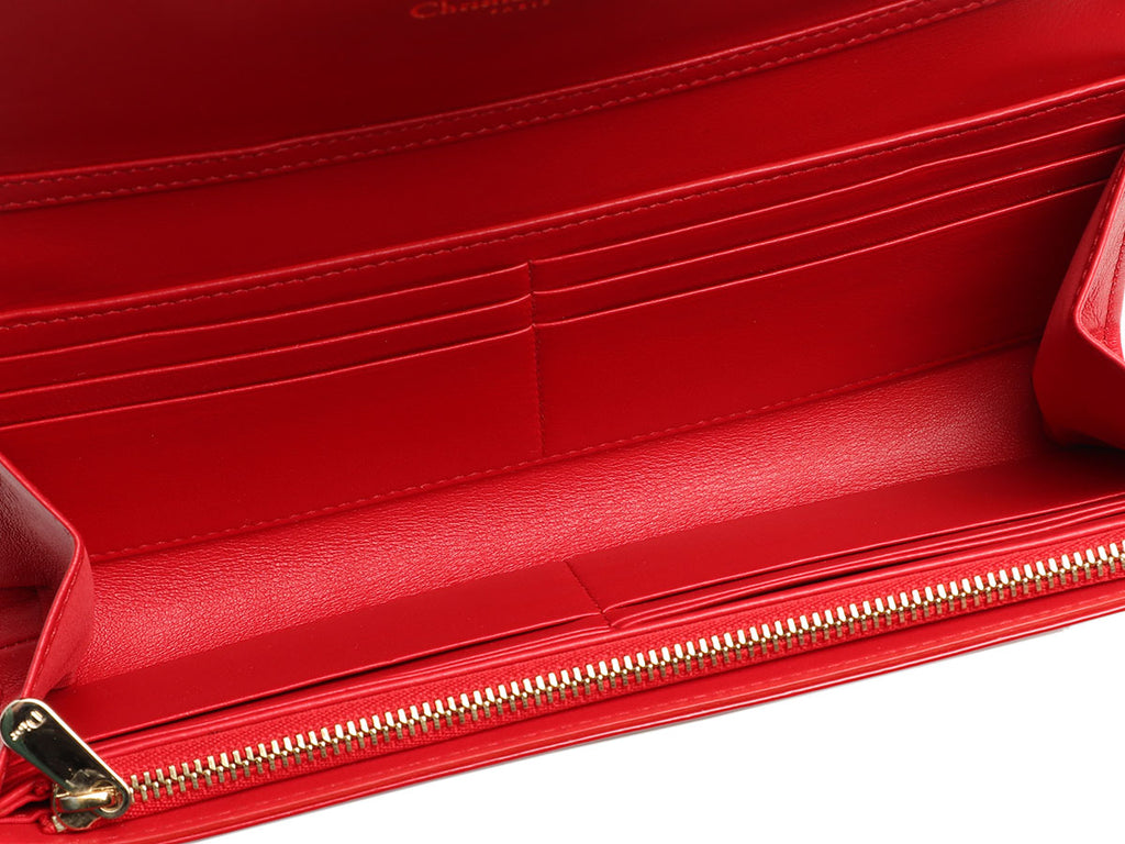 Dior Red Patent Cannage Wallet on Chain