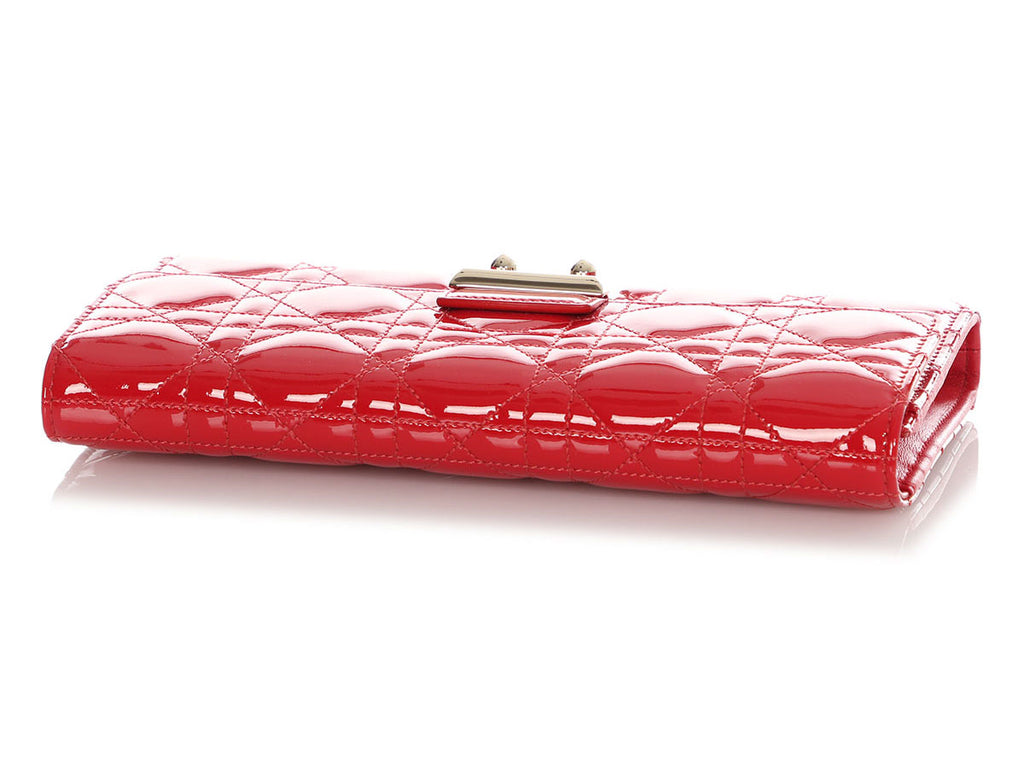 Dior Red Patent Cannage Wallet on Chain