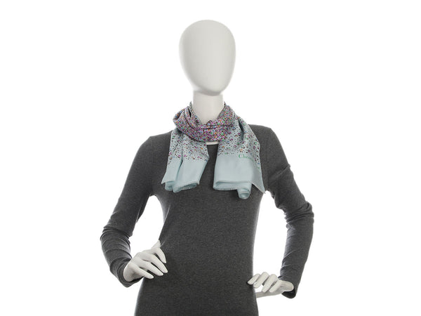 Dior Light Blue Multicolor Silk Scarf