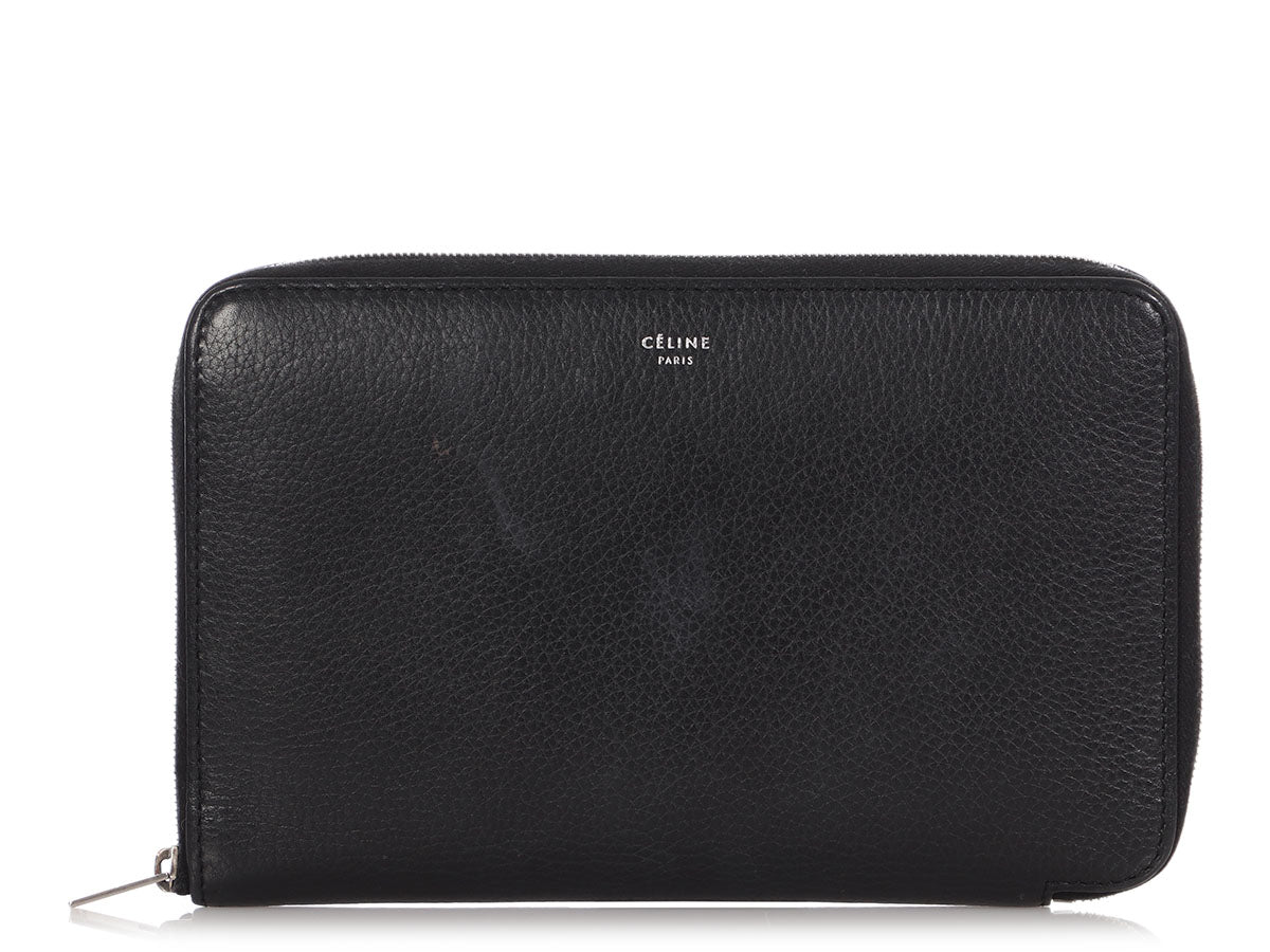 Céline Large Black Zip Wallet - Ann's Fabulous Closeouts