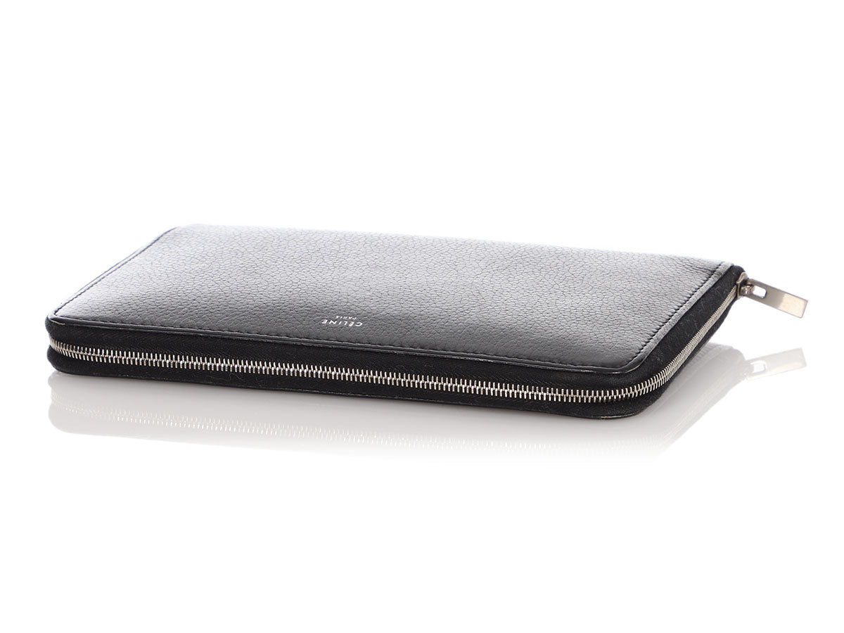 Céline Large Black Zip Wallet - Ann's Fabulous Closeouts