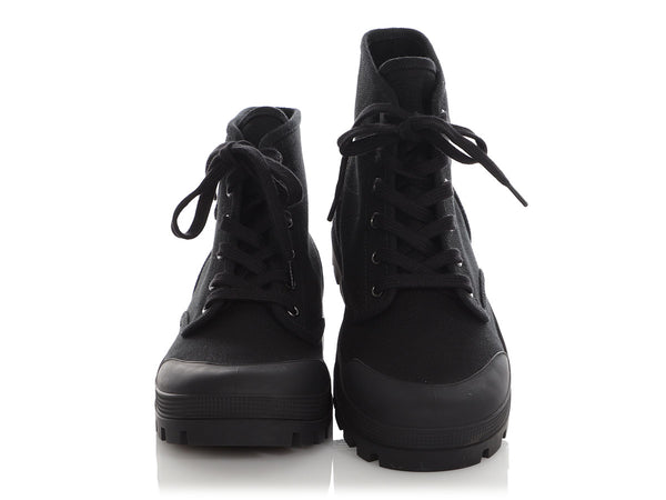 Céline Black Patapans Lace-Up Boots