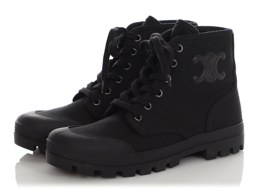 Céline Black Patapans Lace-Up Boots