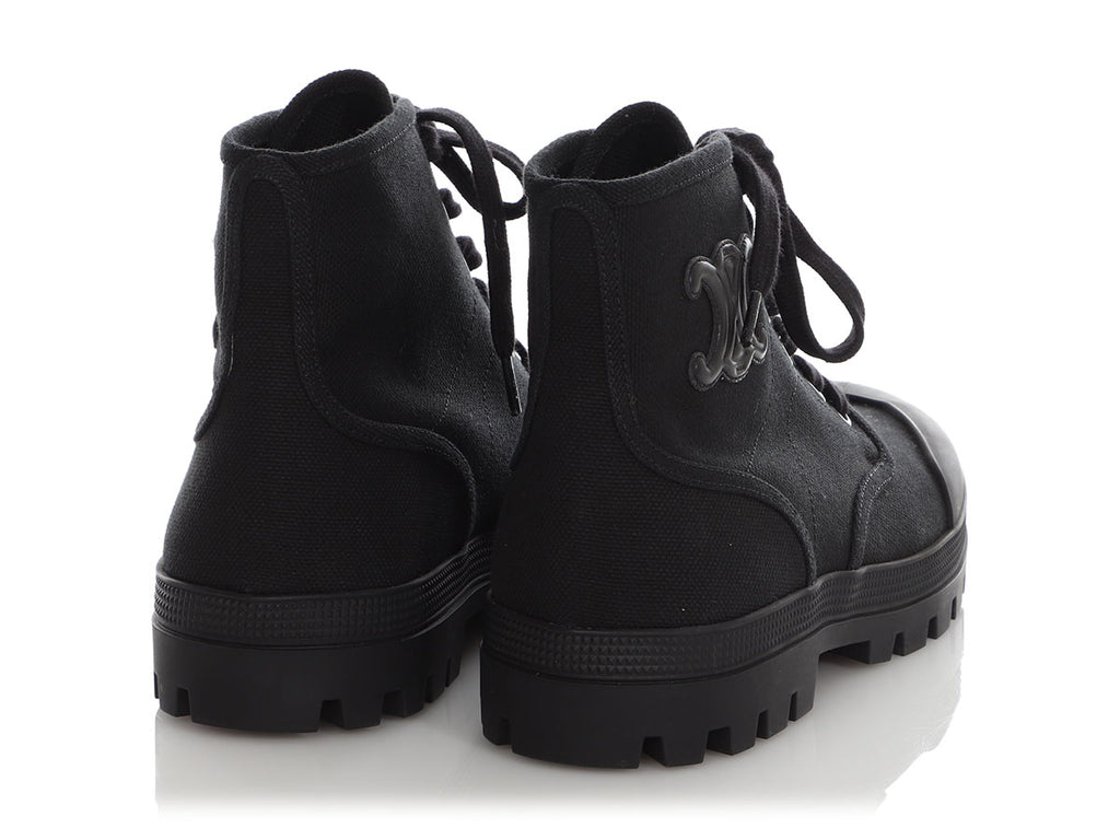 Céline Black Patapans Lace-Up Boots