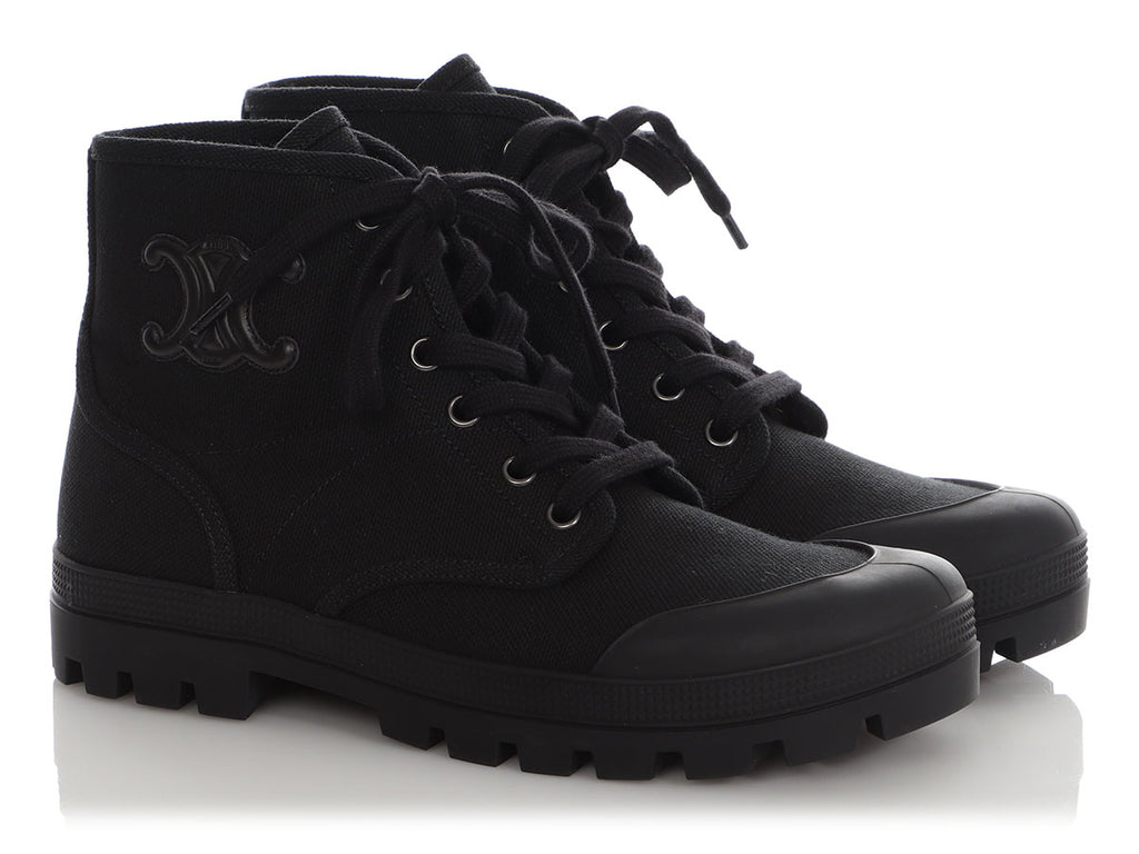 Céline Black Patapans Lace-Up Boots