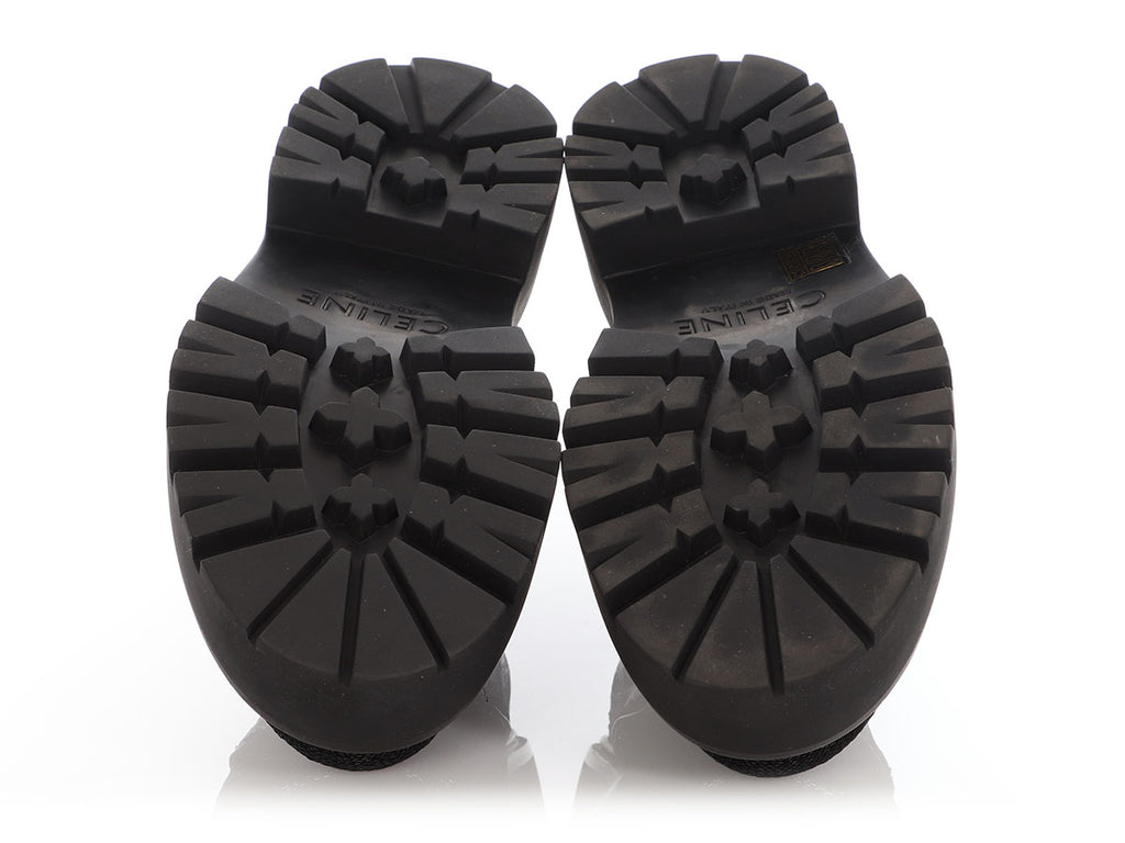 Celine Black Sequin Lug-Sole Derby Shoes