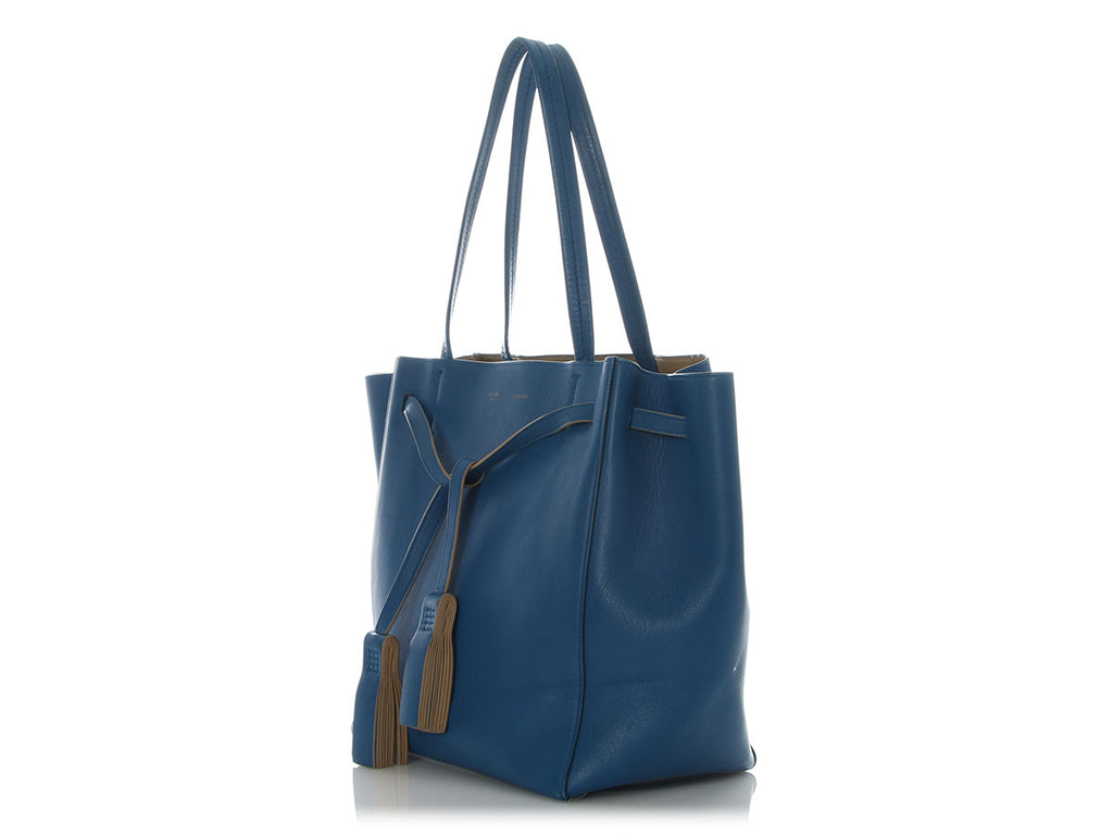 Celine Small Blue Tassel Cabas Phantom Tote