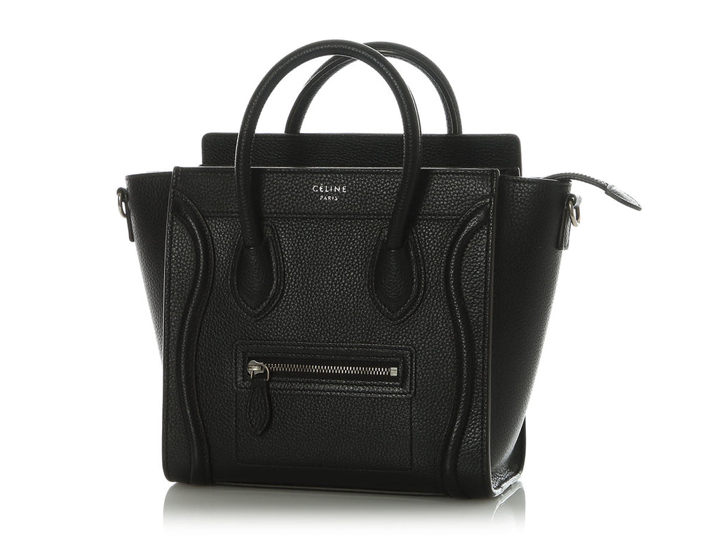 Celine Black Drummed Calfskin Nano Luggage