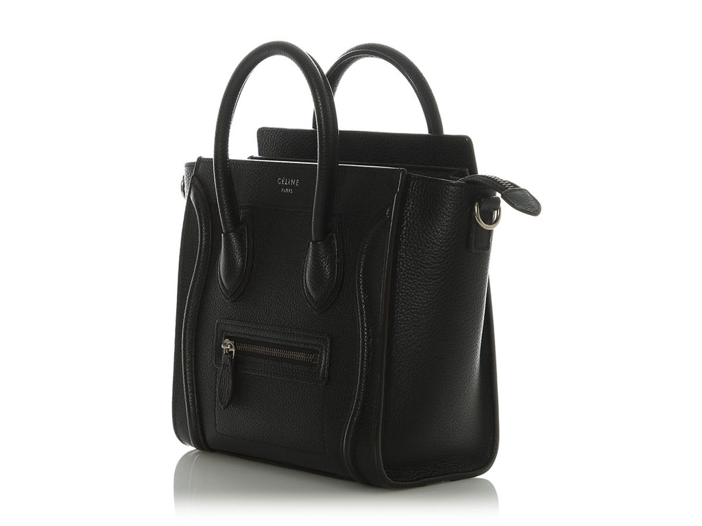 Celine Black Drummed Calfskin Nano Luggage