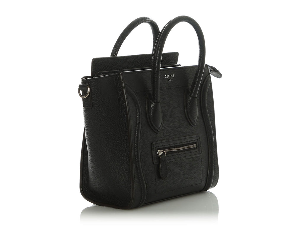 Celine Black Drummed Calfskin Nano Luggage