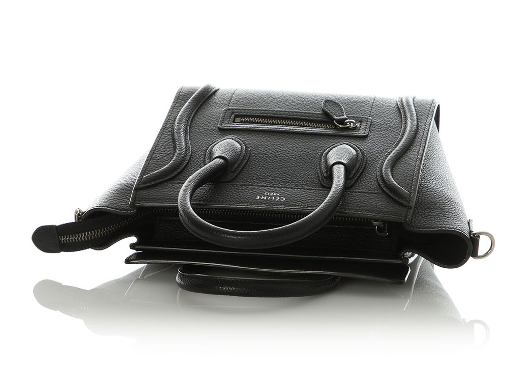 Celine Black Drummed Calfskin Nano Luggage