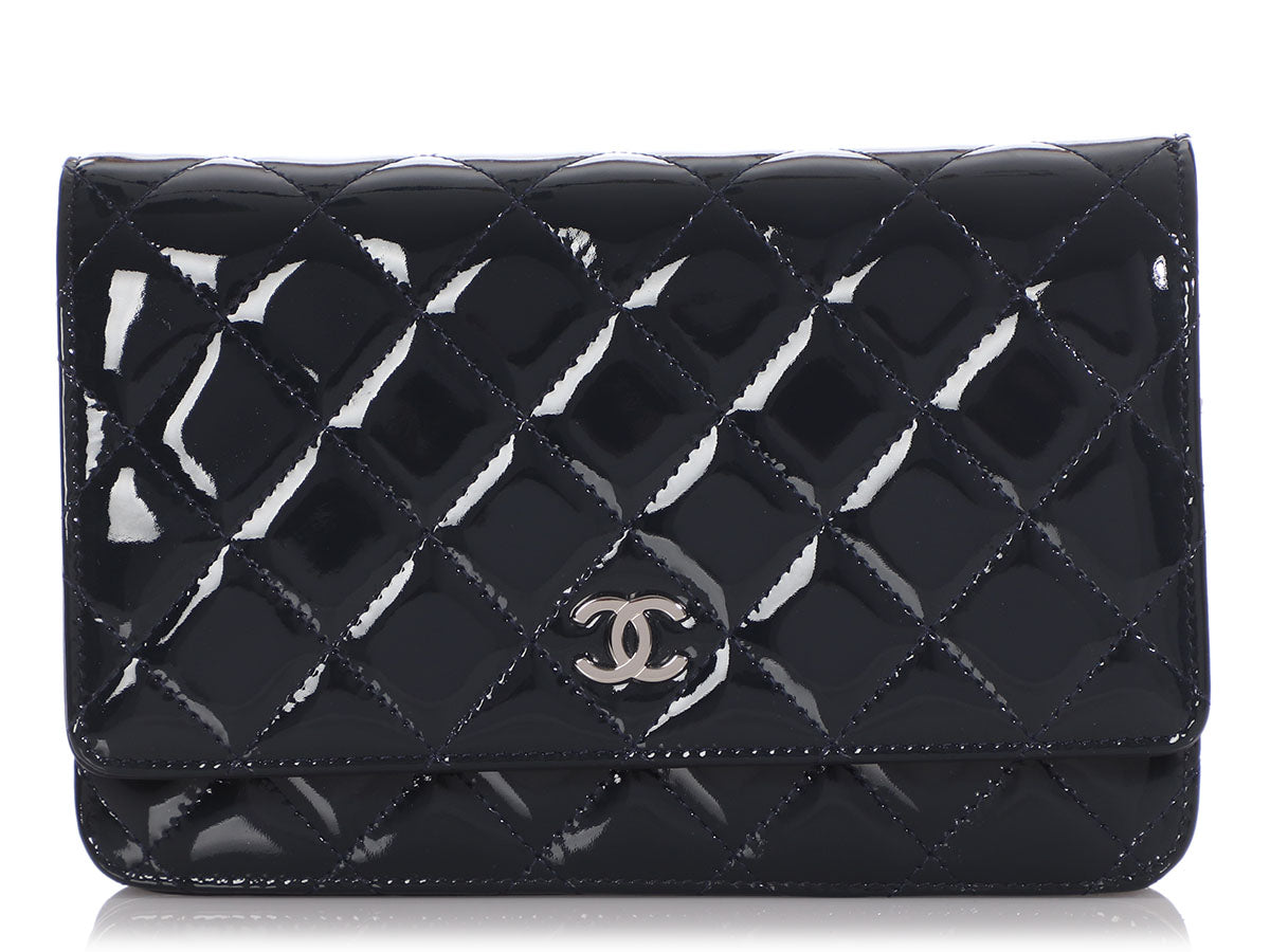 Chanel Bleu Foncé Patent Wallet on Chain WOC - Ann's Fabulous Closeouts