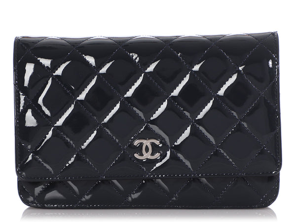 Chanel Bleu Foncé Patent Wallet on Chain WOC - Ann's Fabulous