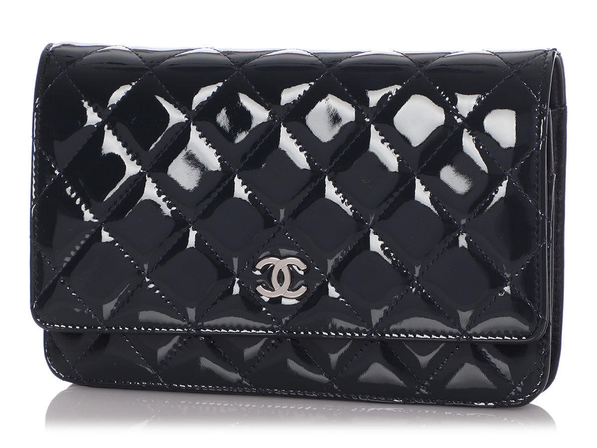 Chanel Bleu Foncé Patent Wallet on Chain WOC - Ann's Fabulous