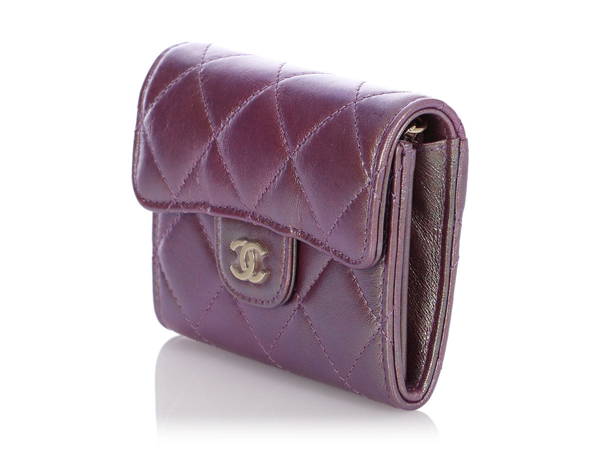 Chanel Iridescent Purple Quilted Caviar Leather O-Zip Coin Purse