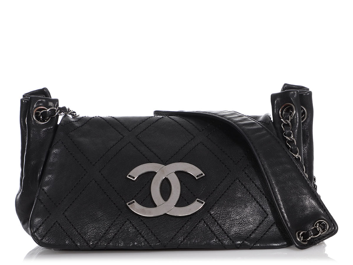 Chanel Medium Black Distressed Part-Quilted Calfskin Accordion Flap - Ann's  Fabulous Closeouts