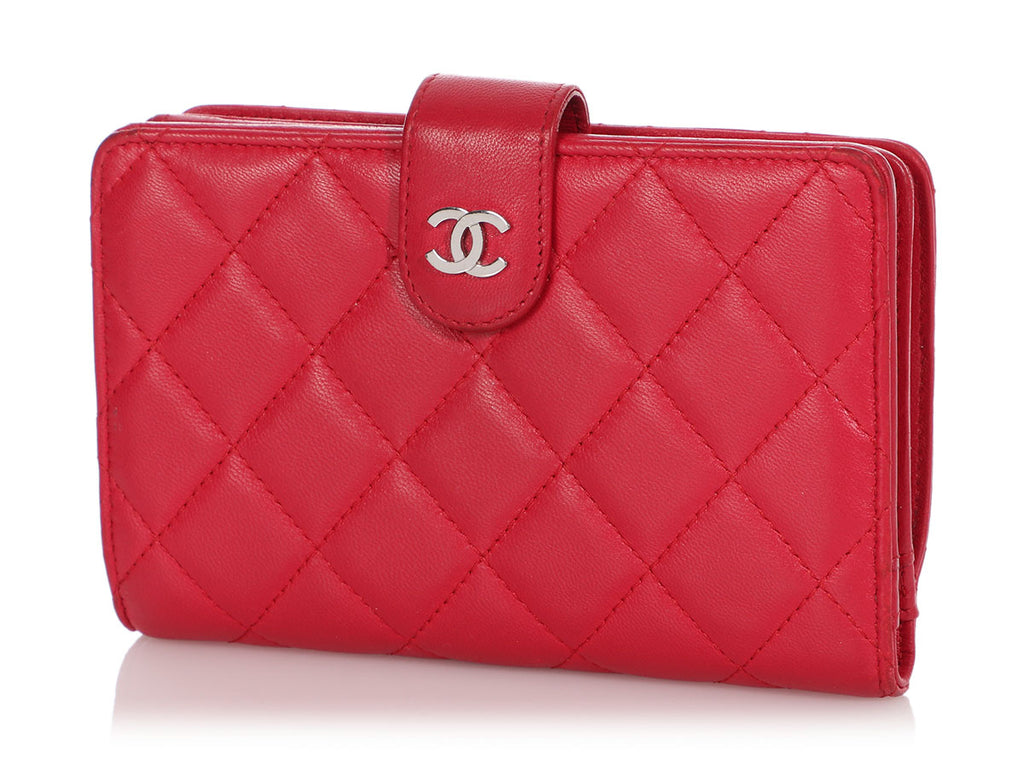 Chanel Fuchsia Quilted Lambskin L-Zip Wallet