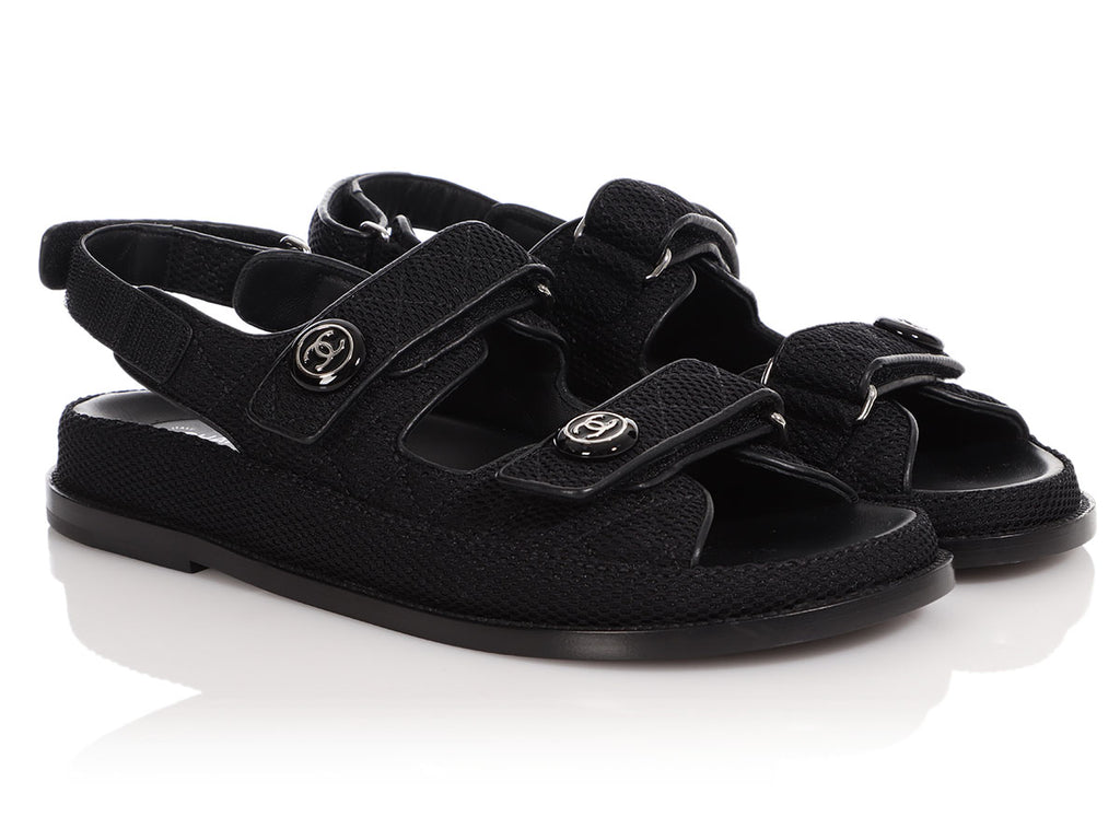 Chanel Black Mesh Dad Sandals