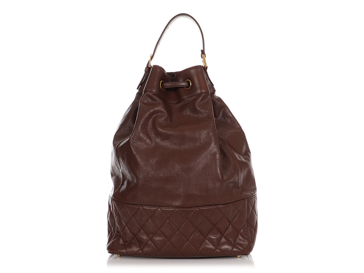 Chanel Vintage Large Brown Drawstring Backpack Sling Bag - Ann's