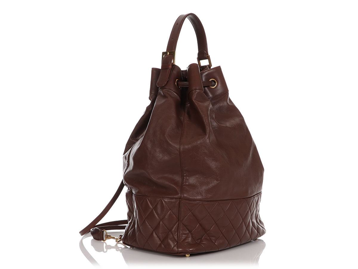 Chanel Vintage Large Brown Drawstring Backpack Sling Bag - Ann's Fabulous  Closeouts