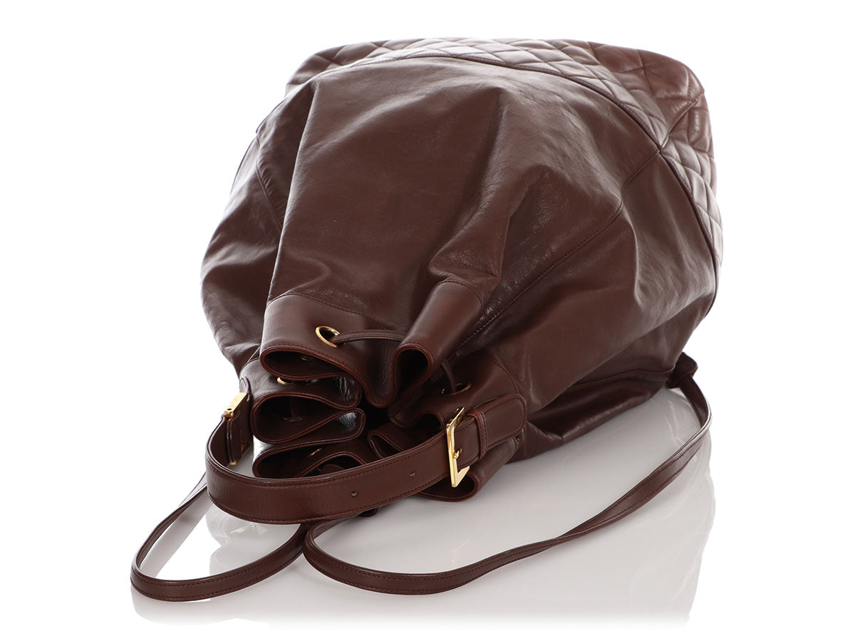 Chanel Vintage Large Brown Drawstring Backpack Sling Bag - Ann's