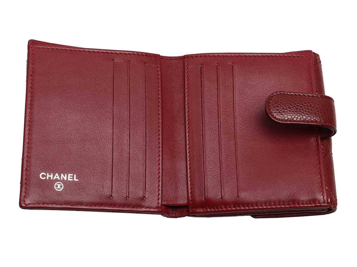 CHANEL, Bags, Authentic Chanel Small Zip Walletcoin Purse In Red Caviar  Silver Hardware