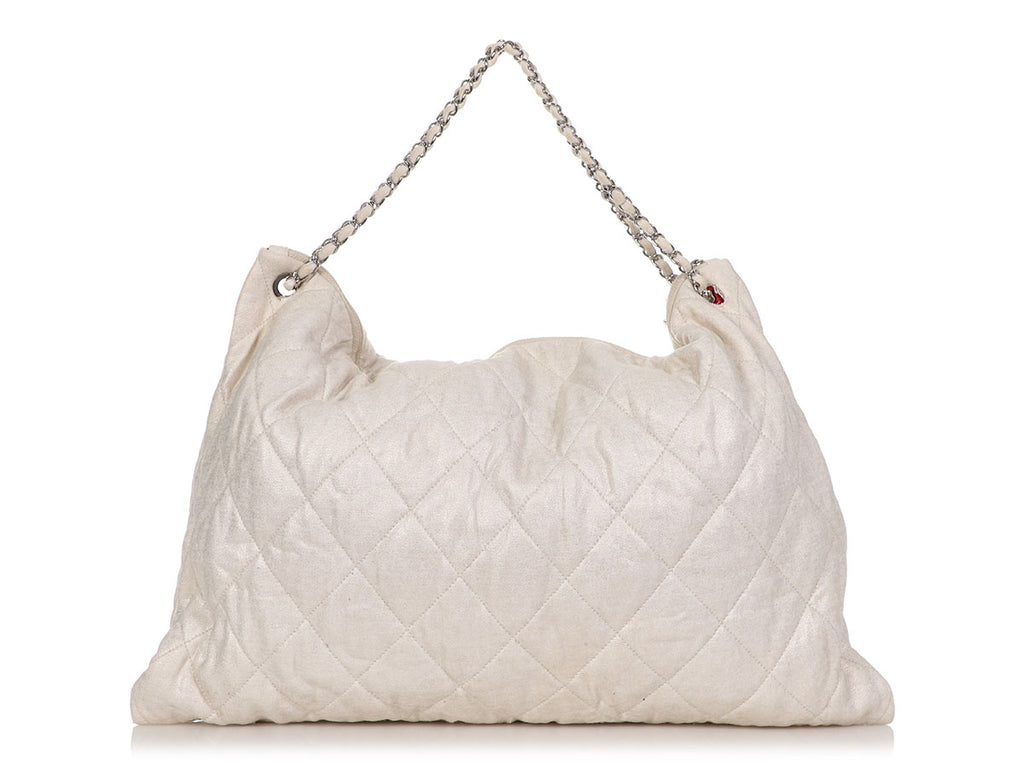 Chanel Large Beige Quilted Fabric LA Tote