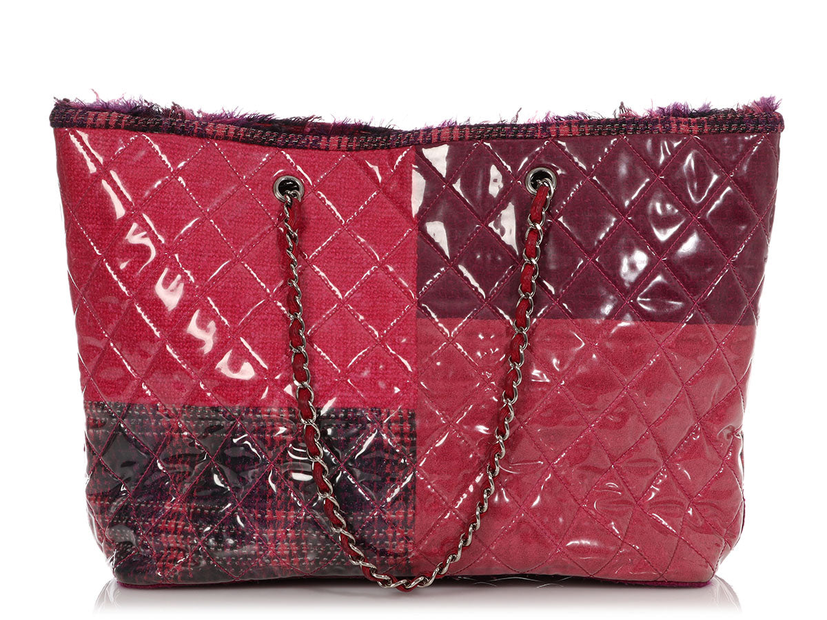 Chanel Pink and Purple Tweed Patchwork PVC Tote - Ann's Fabulous Closeouts