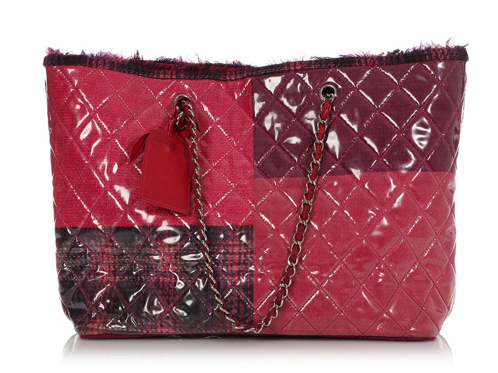 Chanel Pink and Purple Tweed Patchwork PVC Tote
