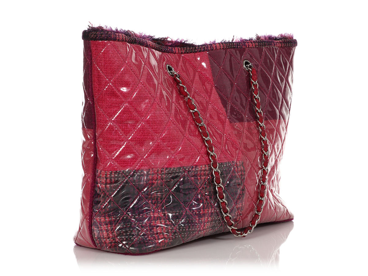 Chanel Pink and Purple Tweed Patchwork PVC Tote - Ann's Fabulous